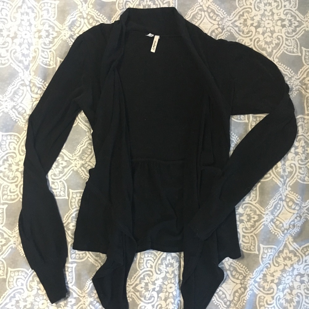 Black open front cardigan